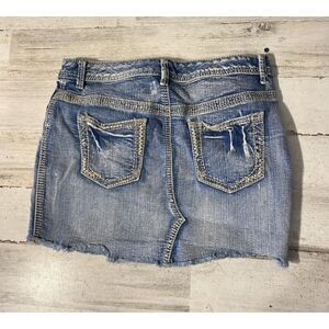 Maurices Denim Skirt Acid Washed Jean Ruff‎ Hem 2% Spandex